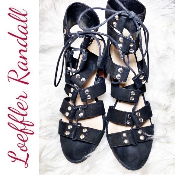 LOEFFLER RANDALL Hana Black Suede Leather Lace Up Gladiator Sandals, Size 7 - Picture 3 of 11